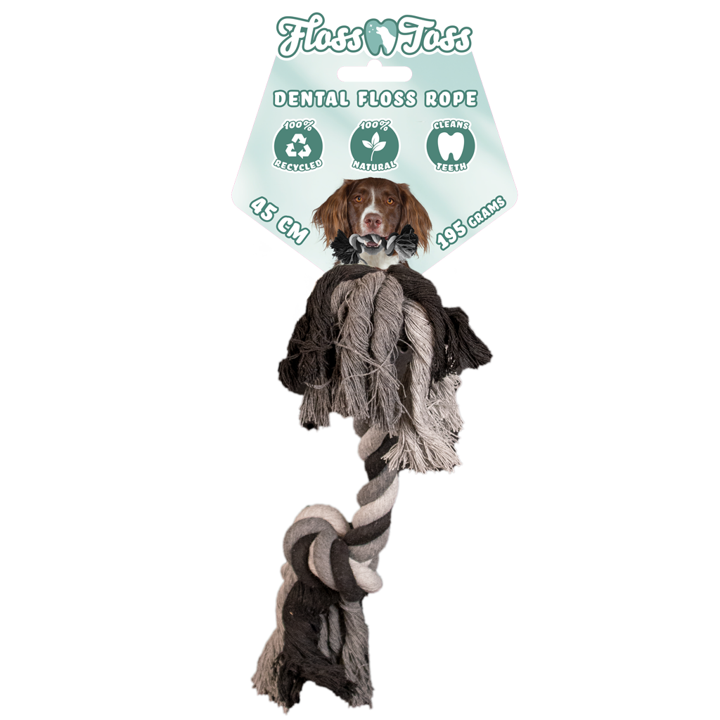 Floss Toss Dental Rope 2 Knot - 45 cm - Natuurlijk Katoen - afbeelding 1