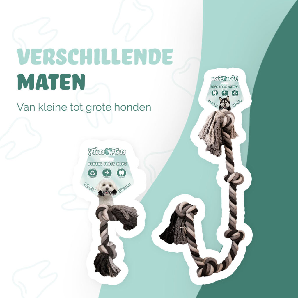 Floss Toss Dental Rope 2 Knot - 45 cm - Natuurlijk Katoen - afbeelding 6