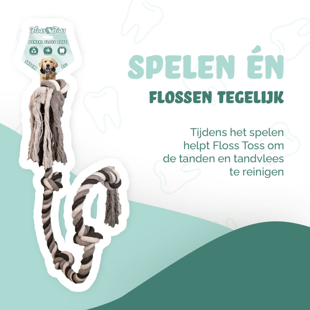 Floss Toss Dental Rope 5 Knot - 185 cm - Natuurlijk Katoen - afbeelding 2