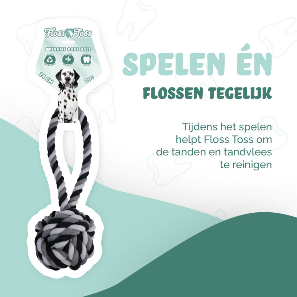 Floss Toss Dental Rope Extreme Tug en Bal - 60 cm - afbeelding 2