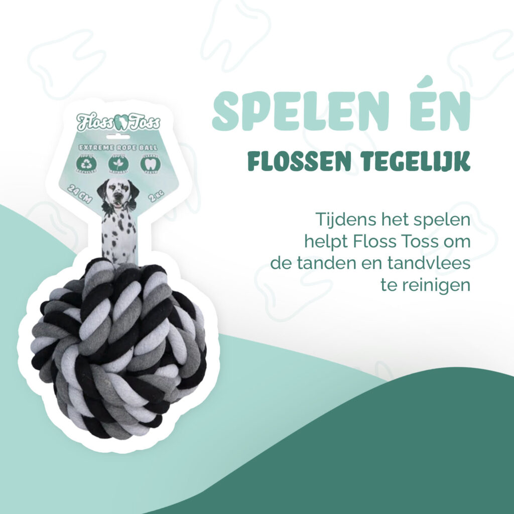 Floss Toss Dental Rope Extreme Ball - 24 cm - afbeelding 2