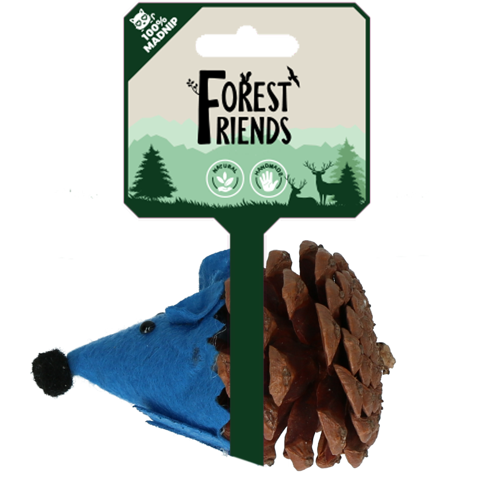 Forest Friends Mouse Blauw - Speelgoed voor katten van dennenappel en vilt - afbeelding 1