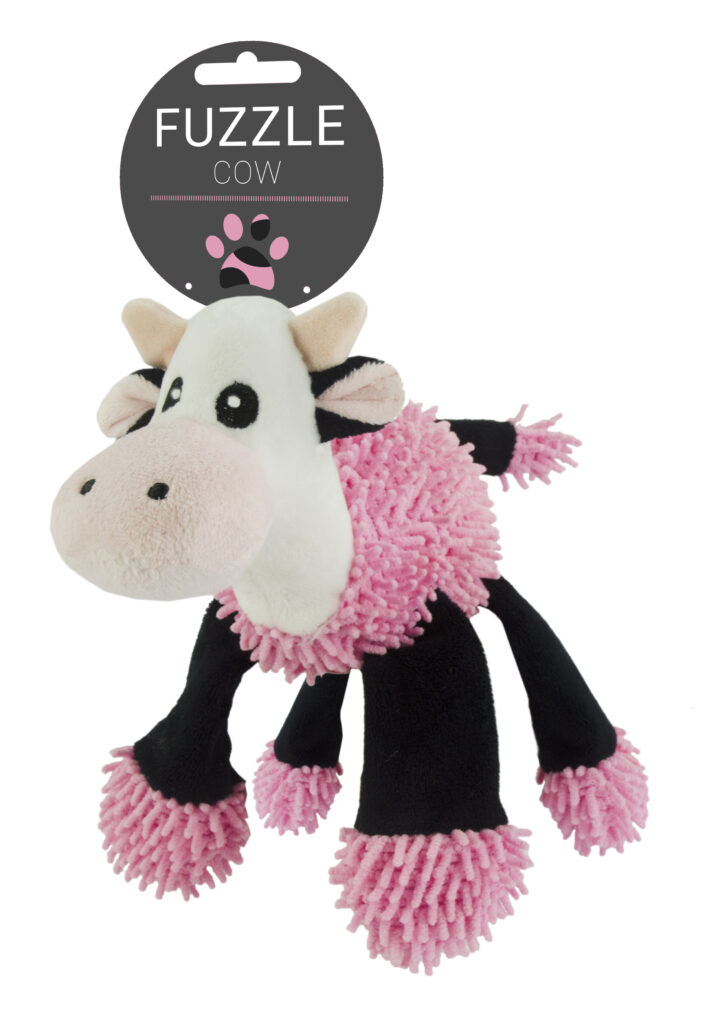 Fuzzle knuffelspeeltje Koe met 5 piepers, 22 x 22 cm - afbeelding 4