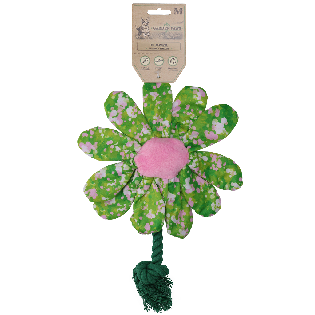 Garden Paws Flower Speelgoed M - Bloem met Touw en Gerecyclede Bloemblaadjes - afbeelding 1