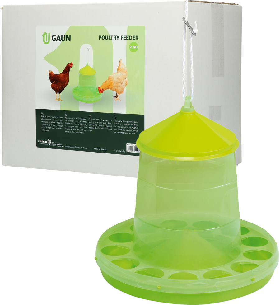 Gaun Pluimvee Voertoren Limoengroen 2 kg - Voerdispenser met anti-morsranden - afbeelding 1