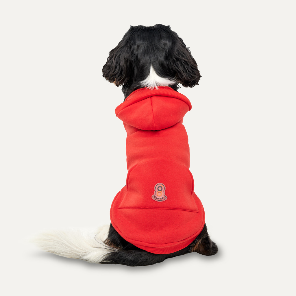 Goo-eez Kangaroo Fleece Hoodie M Rood/Zwart voor Honden - afbeelding 4