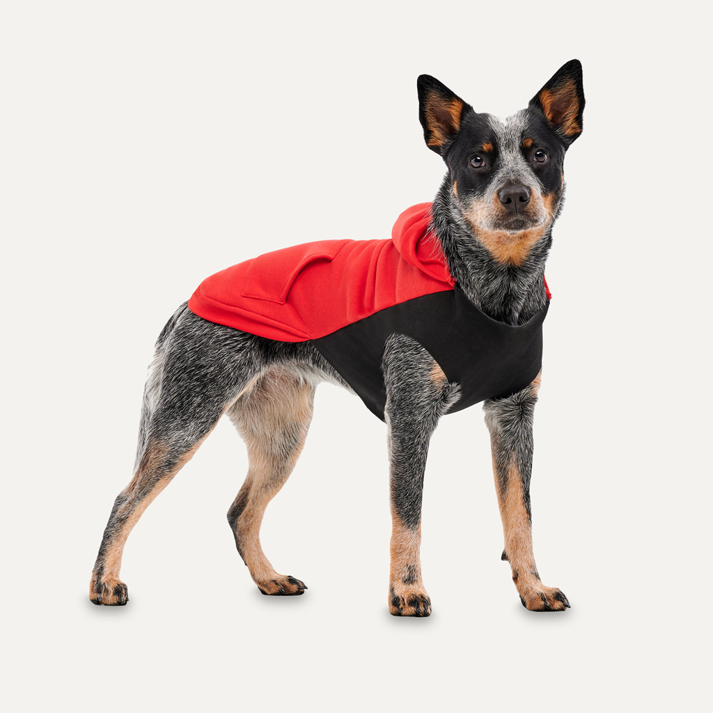 Goo-eez Kangaroo Fleece Hoodie XXL Rood/Zwart voor Honden - afbeelding 3