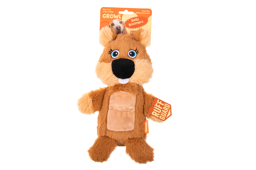 Growl Belly Boomerz Benny de Bever - Pluche Hondenspeeltje met Pieper - afbeelding 1