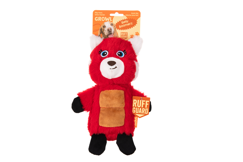 Growl Belly Boomerz Riley de Rode Panda - Pluche Hondenspeeltje - afbeelding 1
