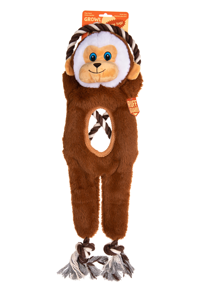 Growl Jungle Tugz Max de Aap - Duurzaam Pluche en Touw Speelgoed - afbeelding 1