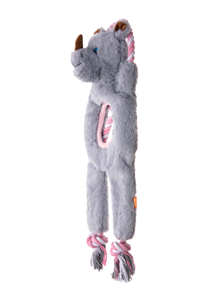 Growl Jungle Tugz Rocky de Neushoorn - Pluche en Touwspeeltje - afbeelding 3