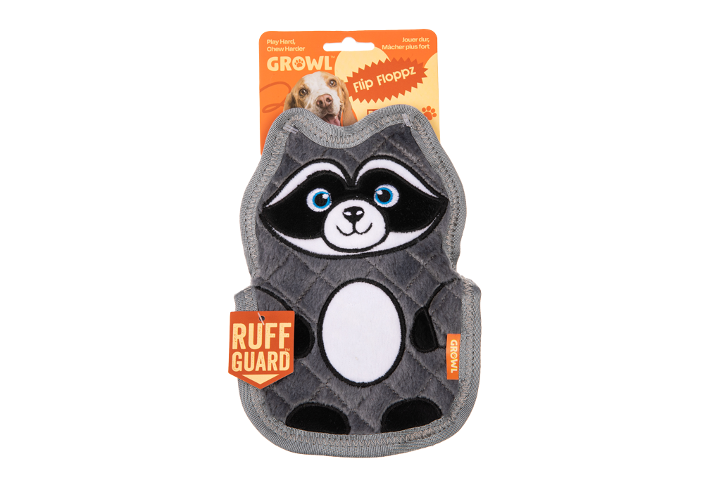 Growl Flip Floppz Randy de Wasbeer - Speelgoed voor Honden - afbeelding 1