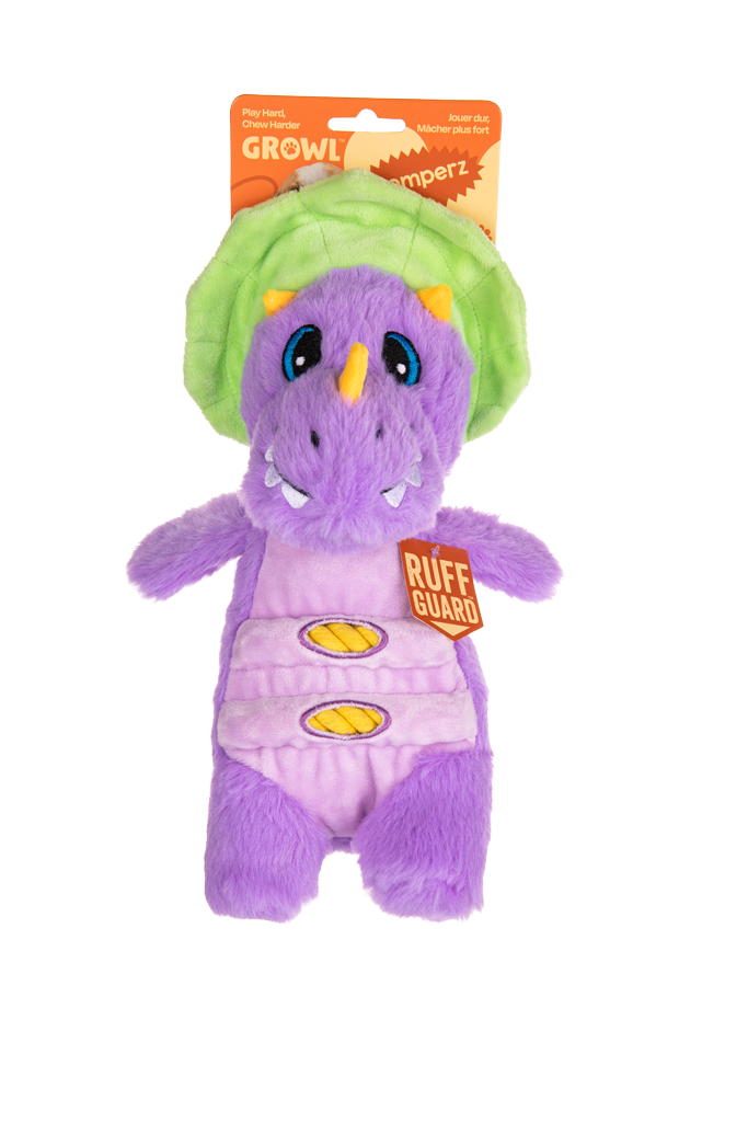 Growl Stomperz Benny de Paarse Brachiosaurus - Pluche Speelgoed voor Honden - afbeelding 1