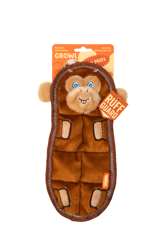 Growl Zoo Matz Mildred de Aap - Interactief Pluche Speeltje voor Honden - afbeelding 1
