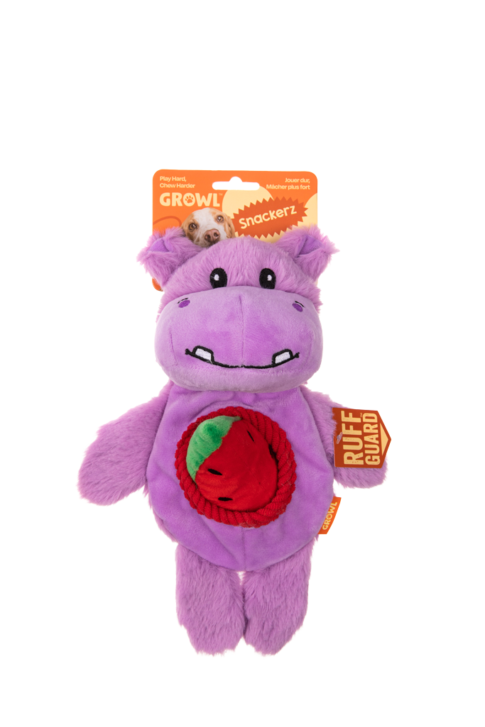 Growl Snackerz Hilda de Hippo - Interactief Pluche Hondenspeeltje - afbeelding 1