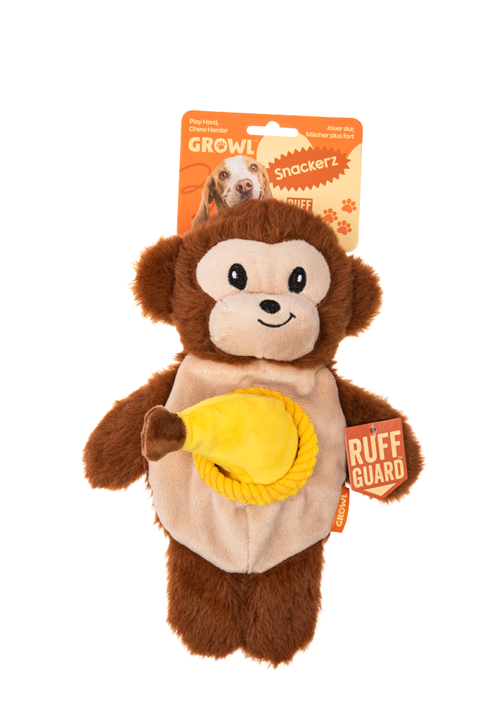 Growl Snackerz Milo de Aap - Interactief Pluche Hondenspeeltje - afbeelding 1