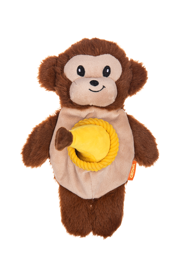 Growl Snackerz Milo de Aap - Interactief Pluche Hondenspeeltje - afbeelding 2