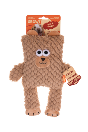 Growl Block Heads Boxy de Beer - Pluche Hondenspeeltje met Pieper