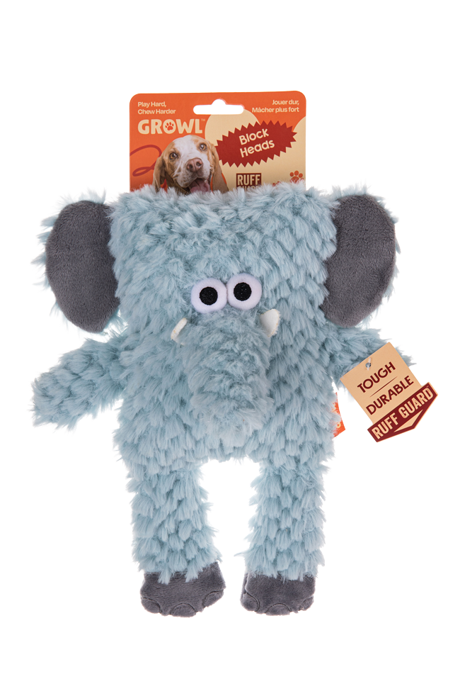 Growl Block Heads Trunky de Olifant - Pluche Hondenspeeltje - afbeelding 1
