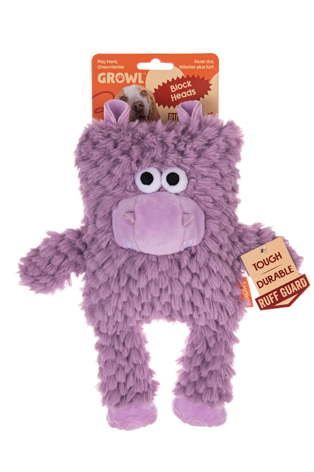 Growl Block Heads Chompy het Nijlpaard - Pluche Hondenspeeltje - afbeelding 1