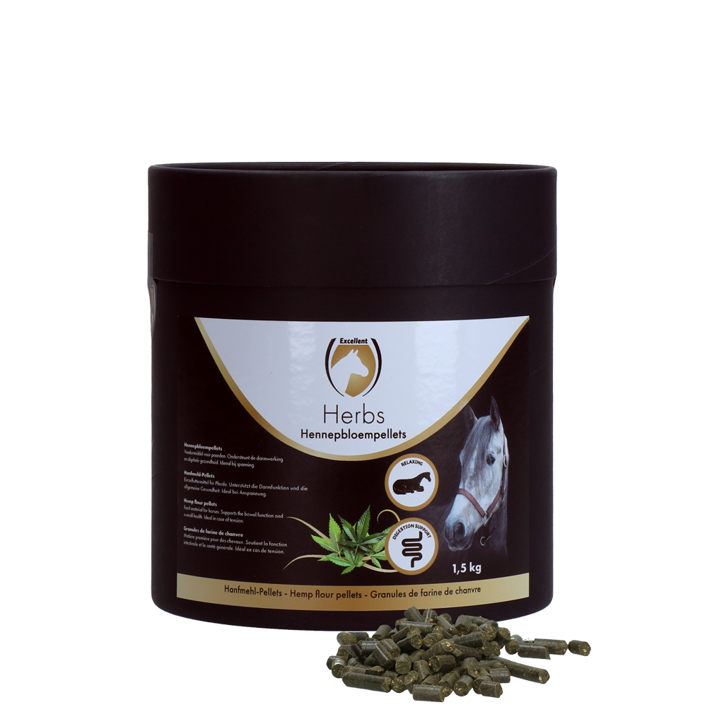 Excellent Horse Herbs Hennepbloempellets 1,5 kg - Ondersteunt Darmwerking - afbeelding 1