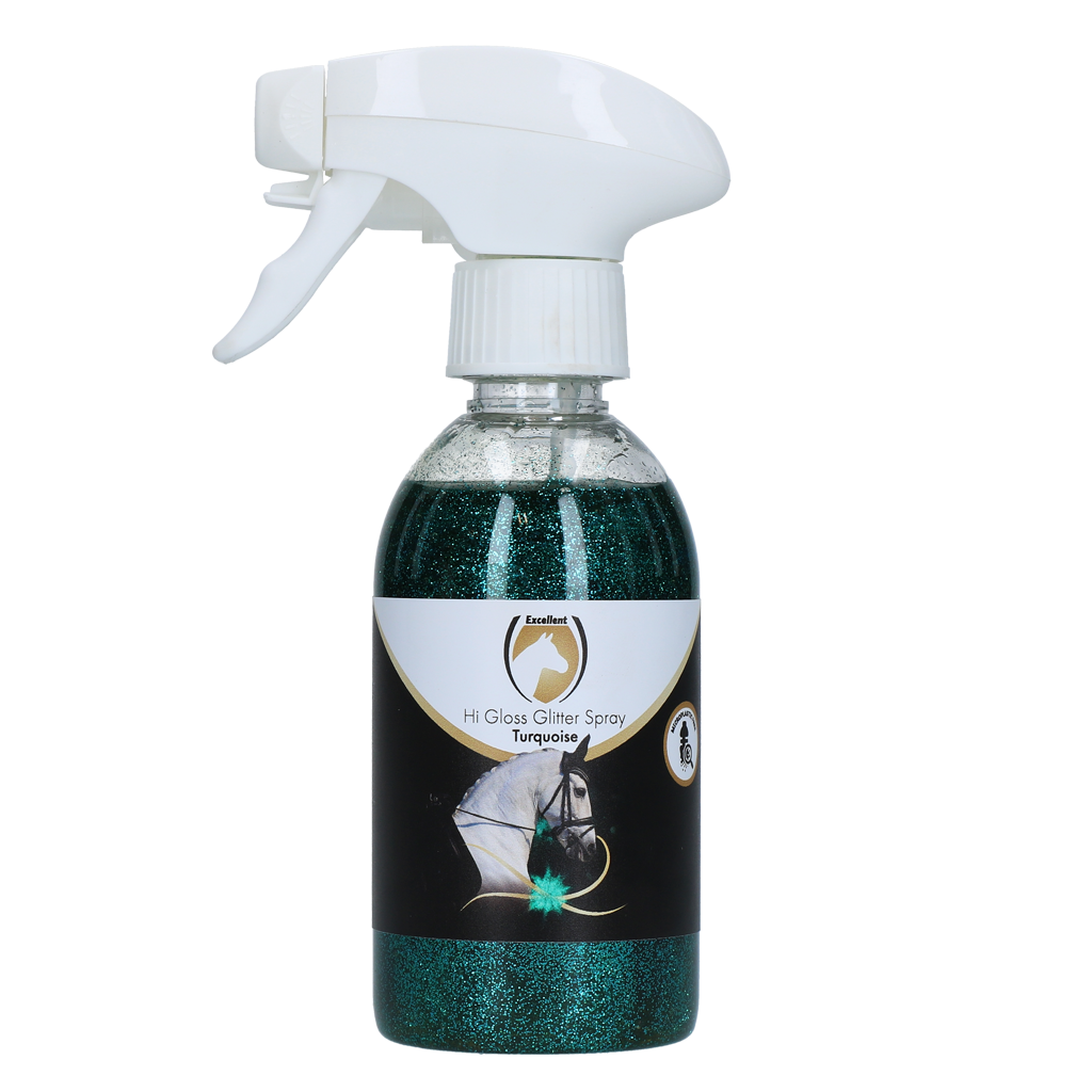 Excellent Horse Hi Gloss Glitter Spray Turquoise 250 ml - afbeelding 1