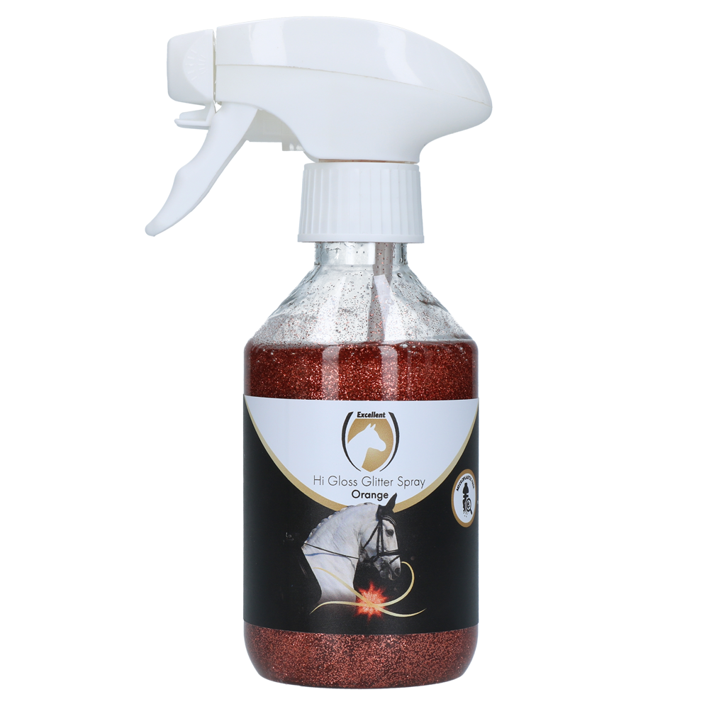 Excellent Horse Hi Gloss Glitter Spray Orange 250 ml - Glitter voor Paarden - afbeelding 1