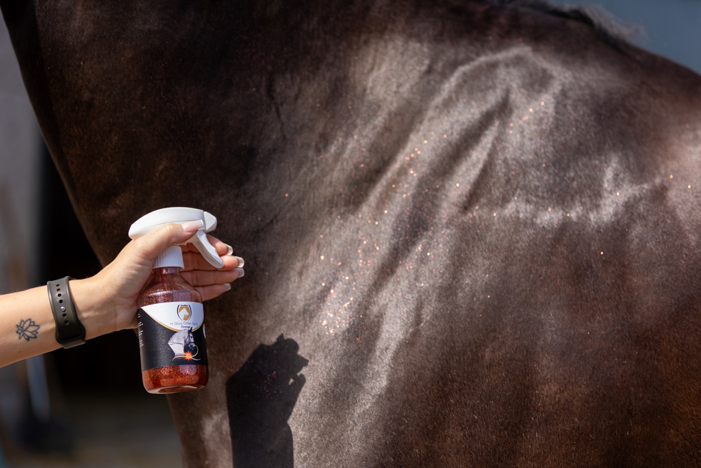 Excellent Horse Hi Gloss Glitter Spray Orange 250 ml - Glitter voor Paarden - afbeelding 2