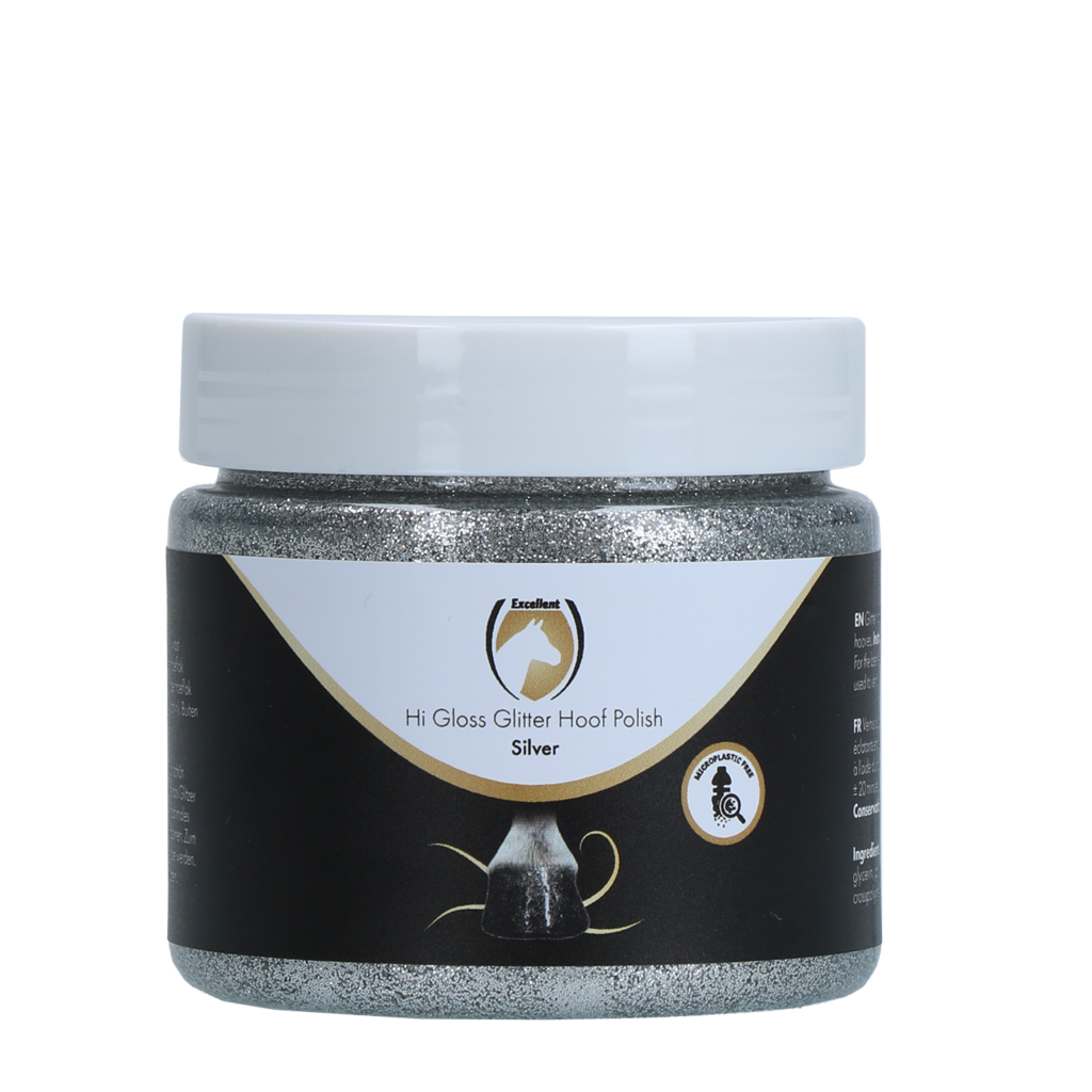 Excellent Horse Hi Gloss Glitter Hoof Polish Silver 150 ml - afbeelding 1