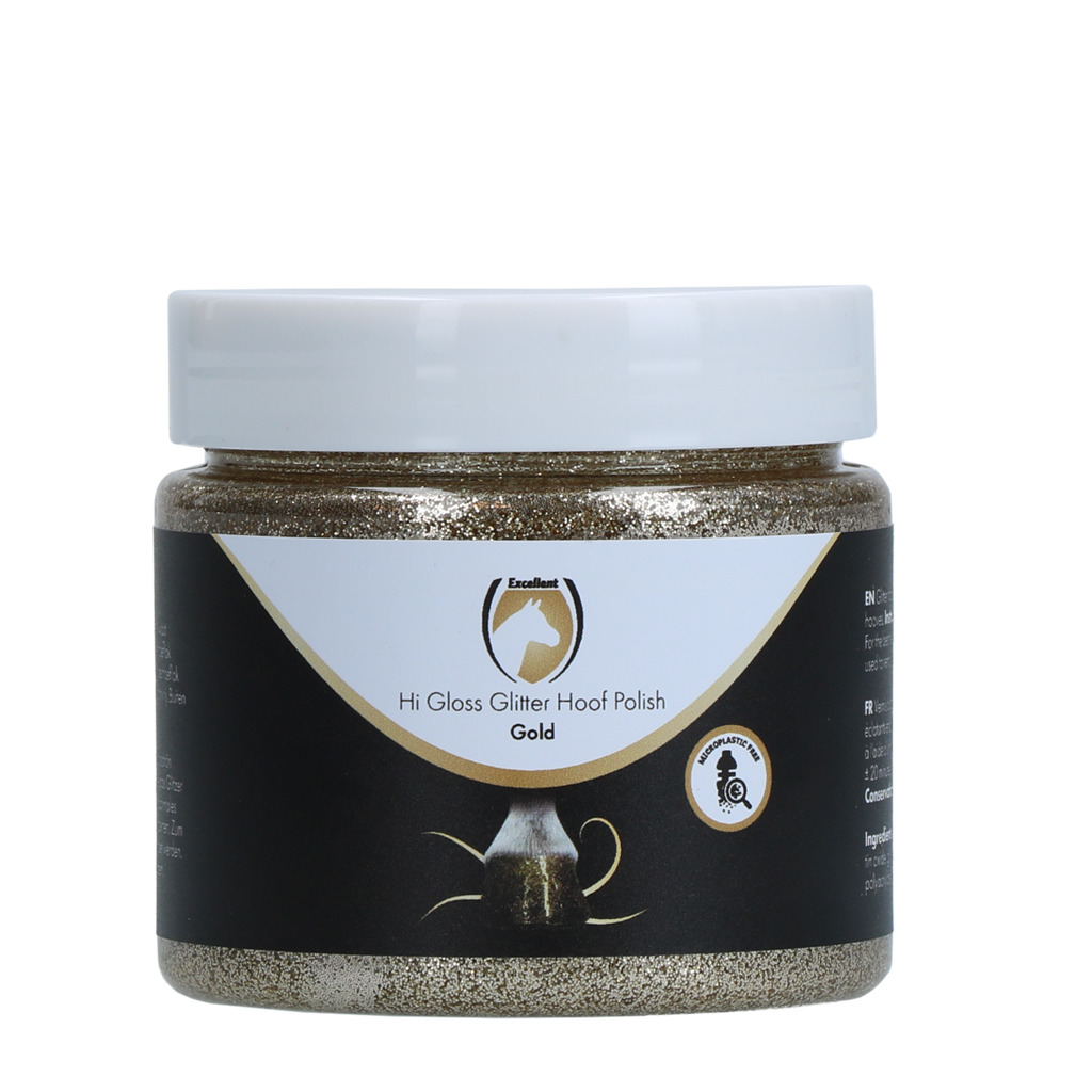 Excellent Horse Hi Gloss Glitter Hoof Polish Gold 150 ml - afbeelding 1