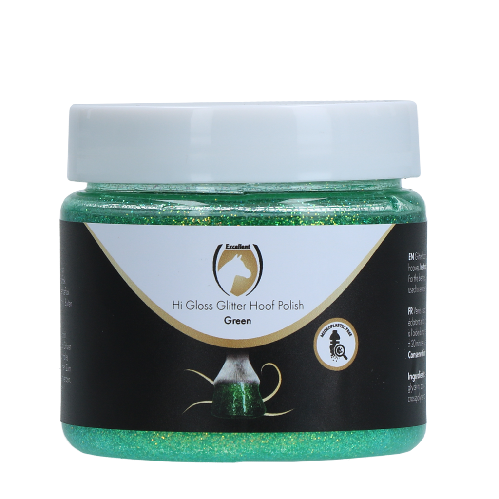 Excellent Horse Hi Gloss Glitter Hoof Polish Green 150 ml - afbeelding 1