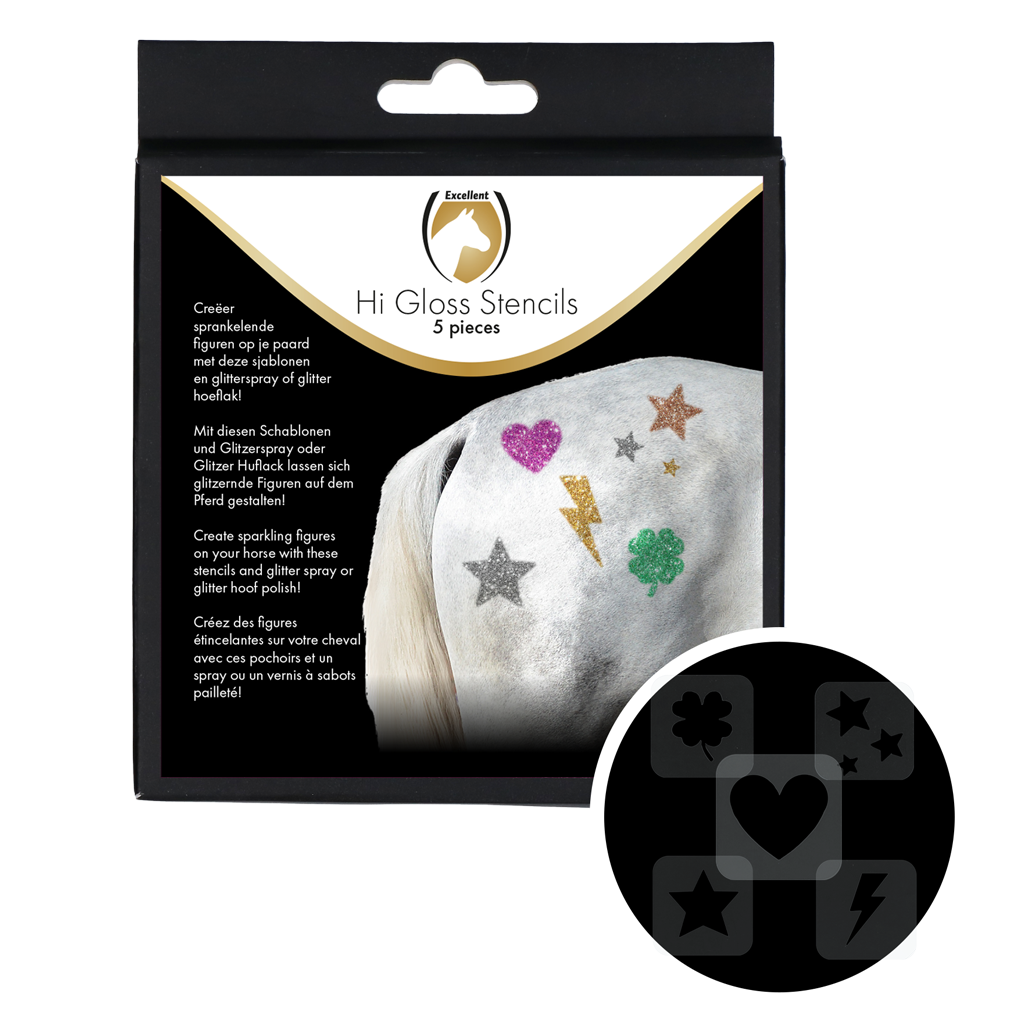 Excellent Horse Hi Gloss Stencils - Set van 5 sjablonen voor glitterpatronen - afbeelding 1