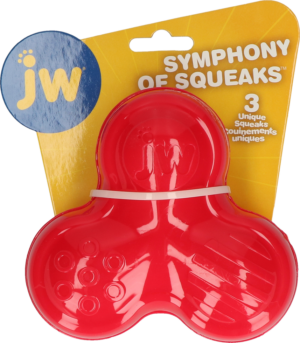 JW Symphony of Squeaks Rood - Speelgoed met 3 Geluiden voor Honden