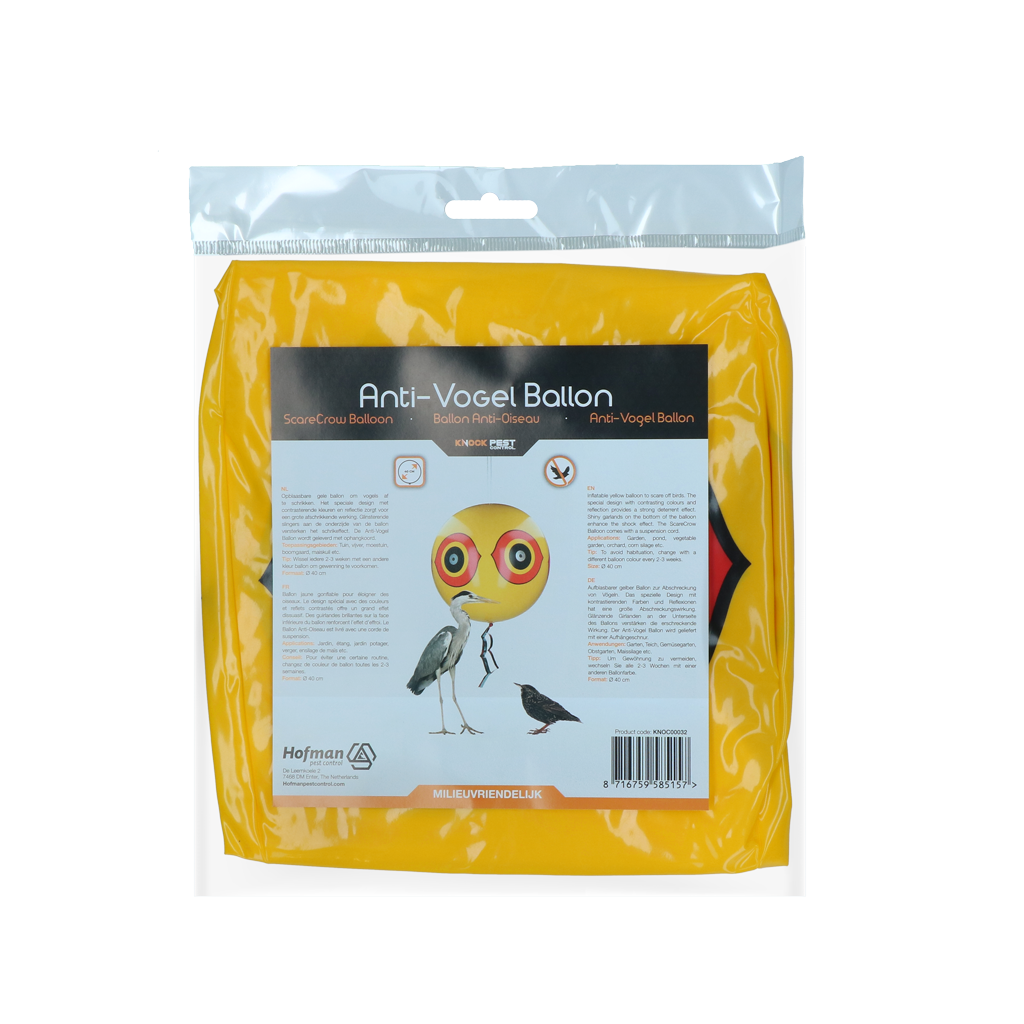 Knock Pest Schrikballon Geel - Opblaasbare Vogelafschrikker Ø 40 cm - afbeelding 2