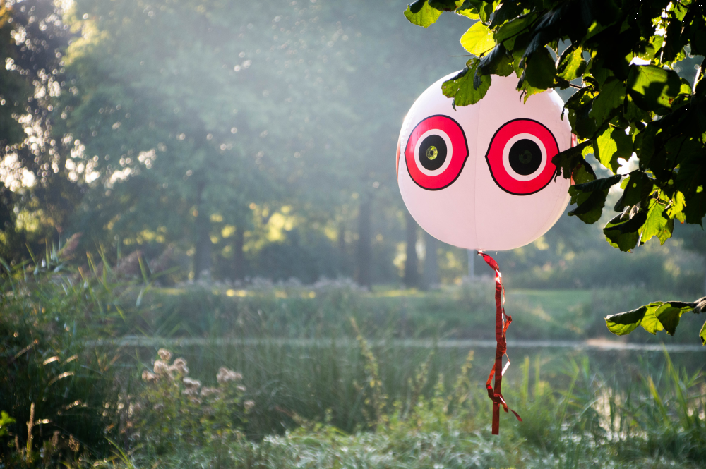 Knock Pest Schrikballon Wit - Opblaasbare Vogelafschrikker Ø 40 cm - afbeelding 2