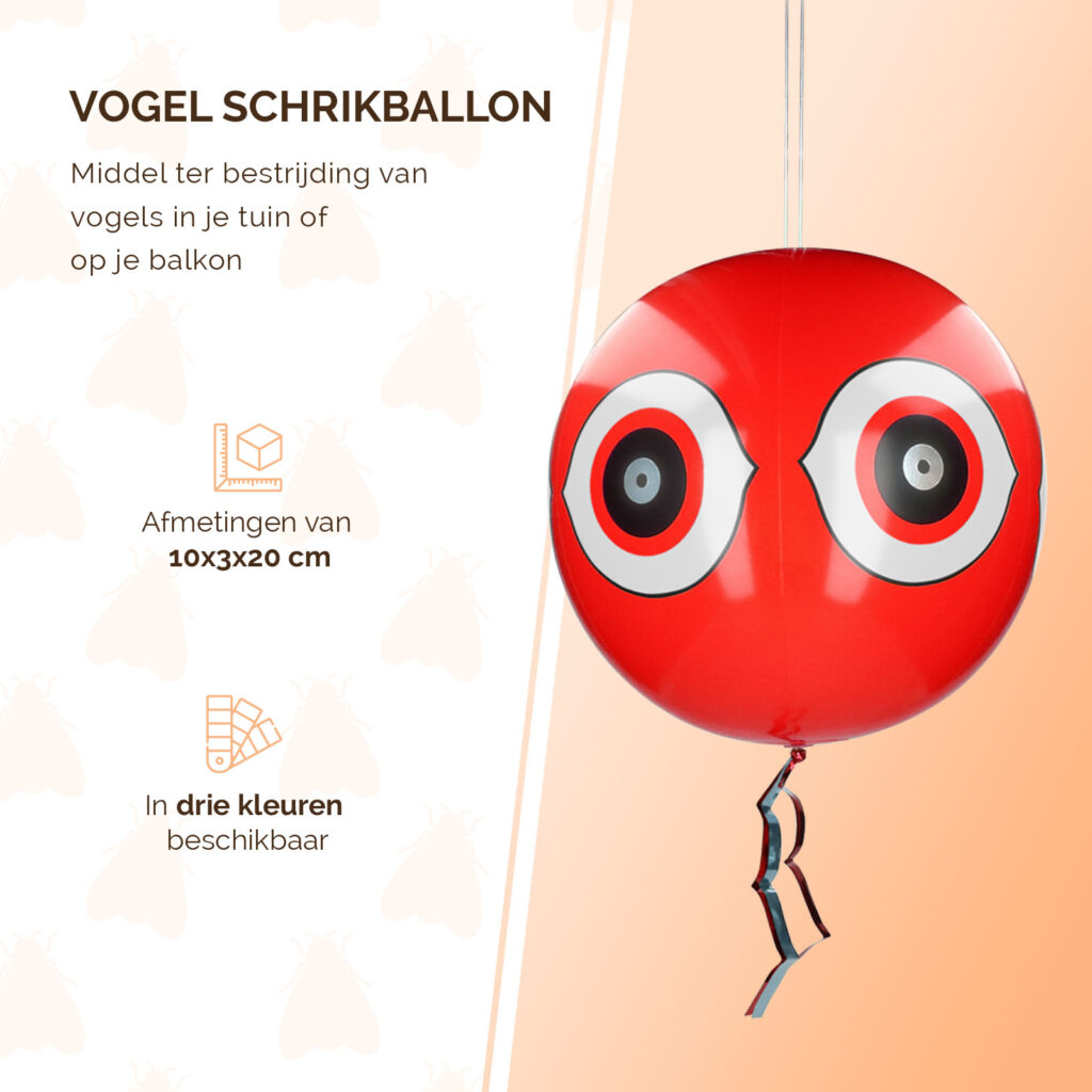 Knock Pest Schrikballon Rood - Opblaasbare Vogelafschrikker Ø 40 cm - afbeelding 2