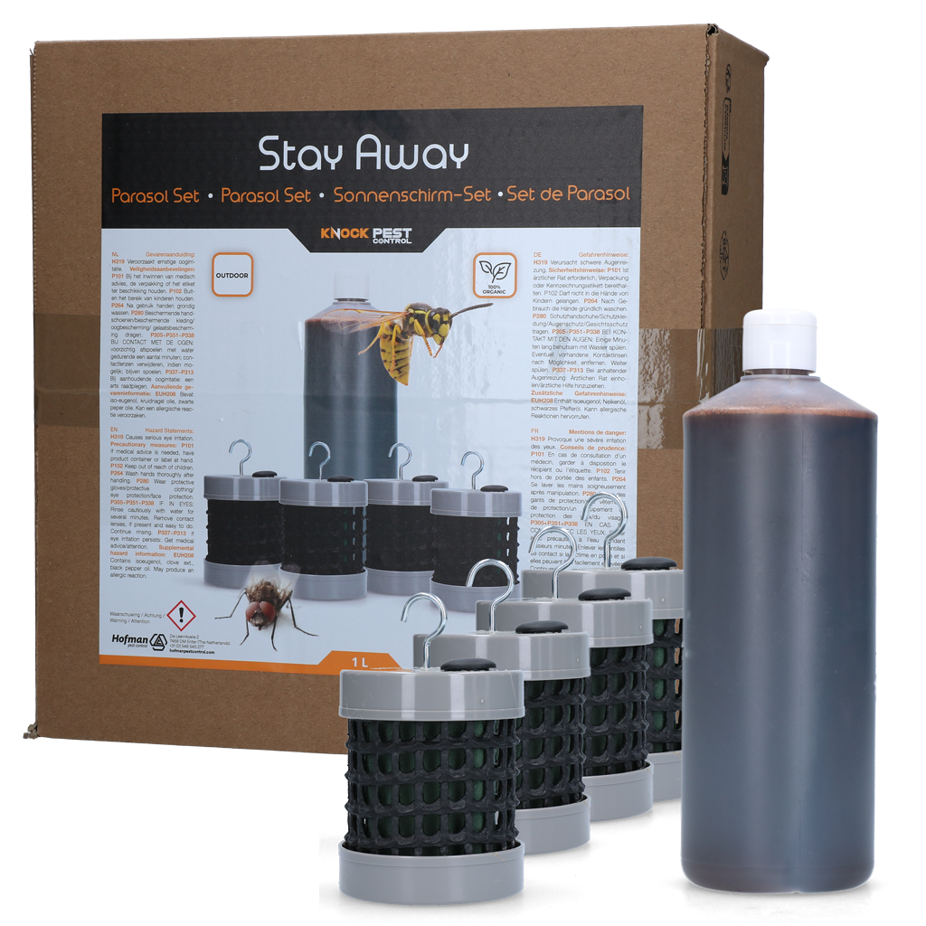 Knock Pest Stay Away Parasol Set - 1 liter vloeistof en 4 kokers - afbeelding 1