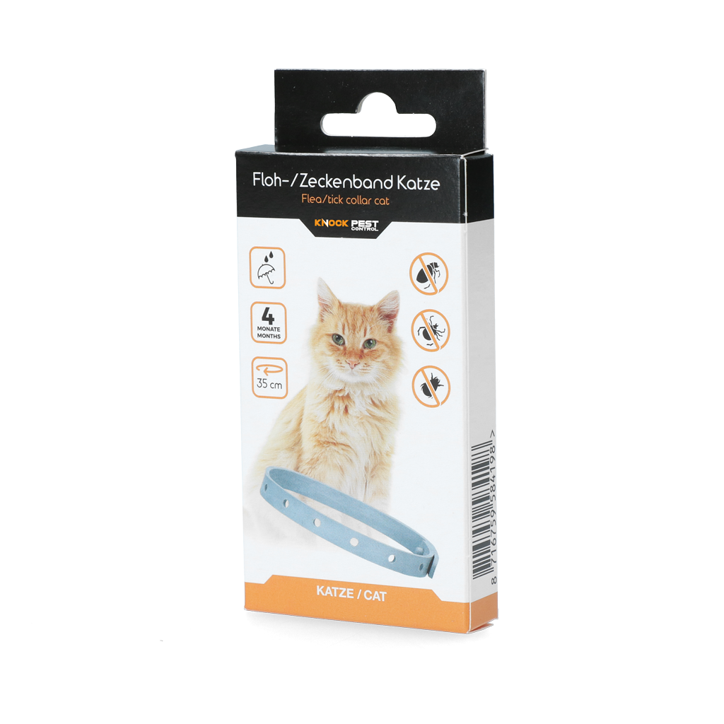 Knock Pest Vlooien/Tekenband Kat 33 cm - 100% gifvrij en regenbestendig