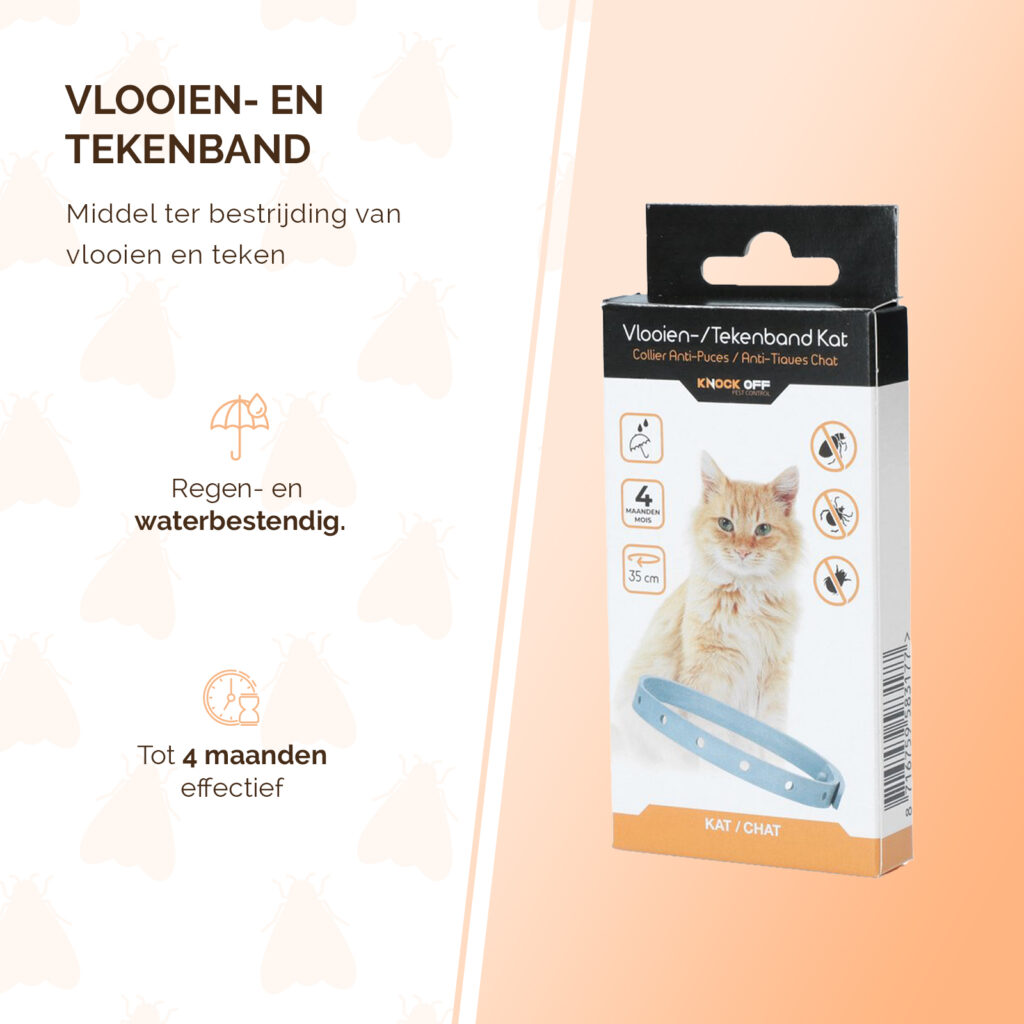 Knock Pest Vlooien/Tekenband Kat 33 cm NL/FR - Gifvrij en Regenbestendig - afbeelding 2