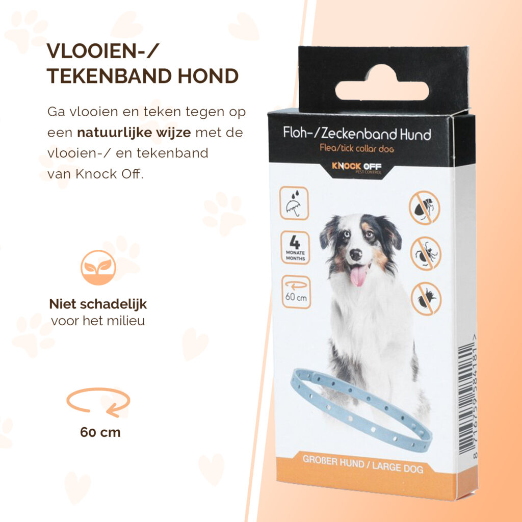 Knock Pest Vlooien/Tekenband Hond 59 cm - 100% gifvrij en regenbestendig - afbeelding 2