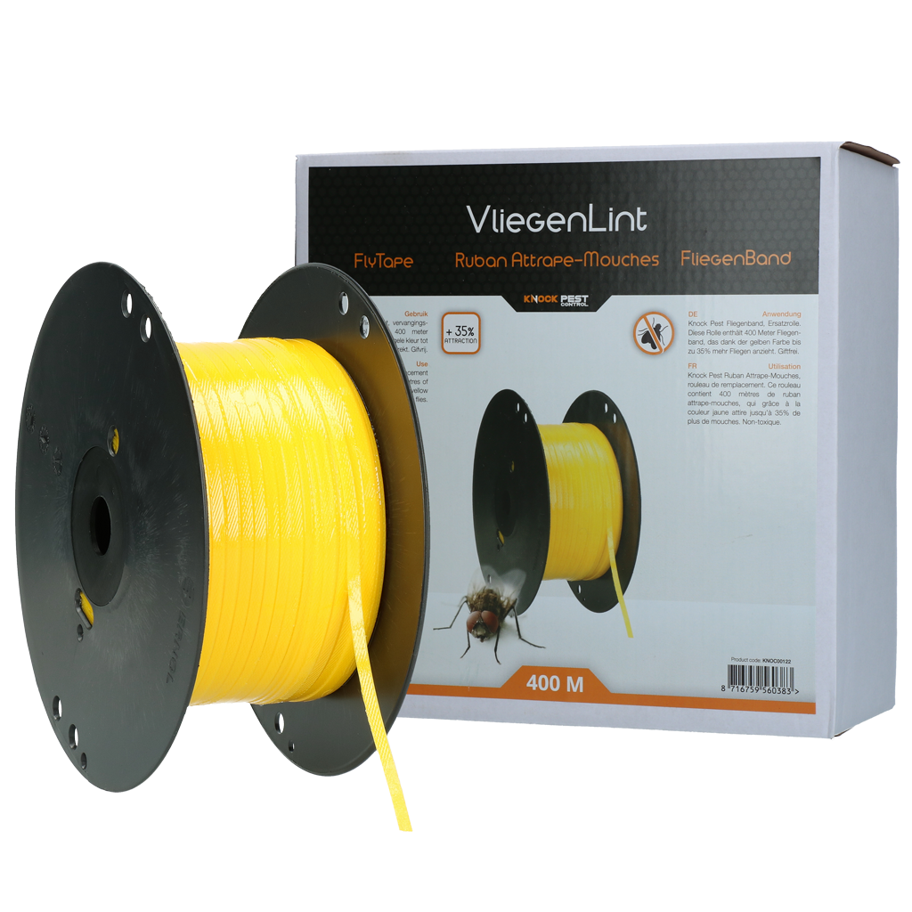 Knock Pest Vliegenlint Vervangingsrol 400 m Geel - Vliegenbestrijding - afbeelding 1