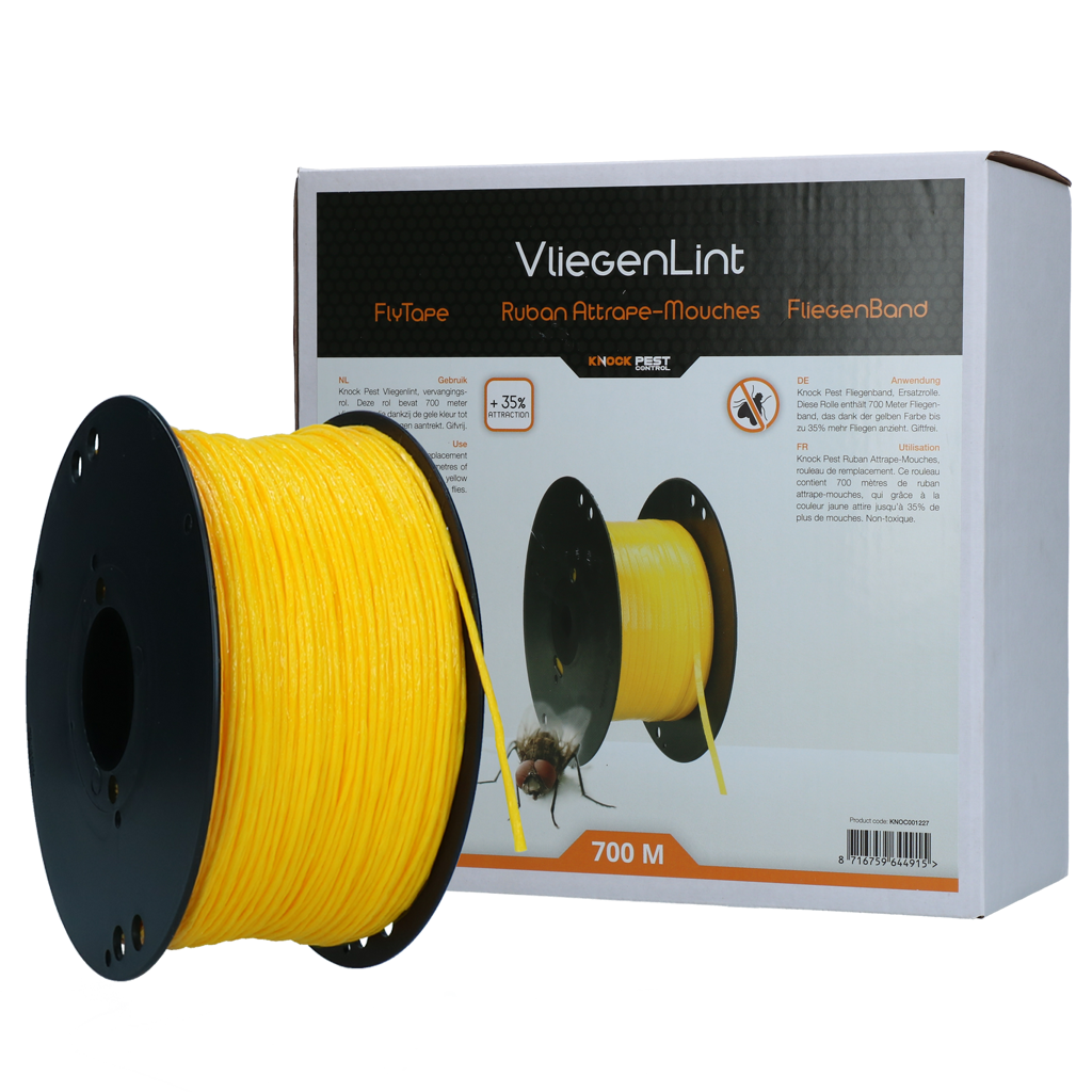 Knock Pest Vliegenlint Vervangingsrol 700 m Geel - Vliegenbestrijding