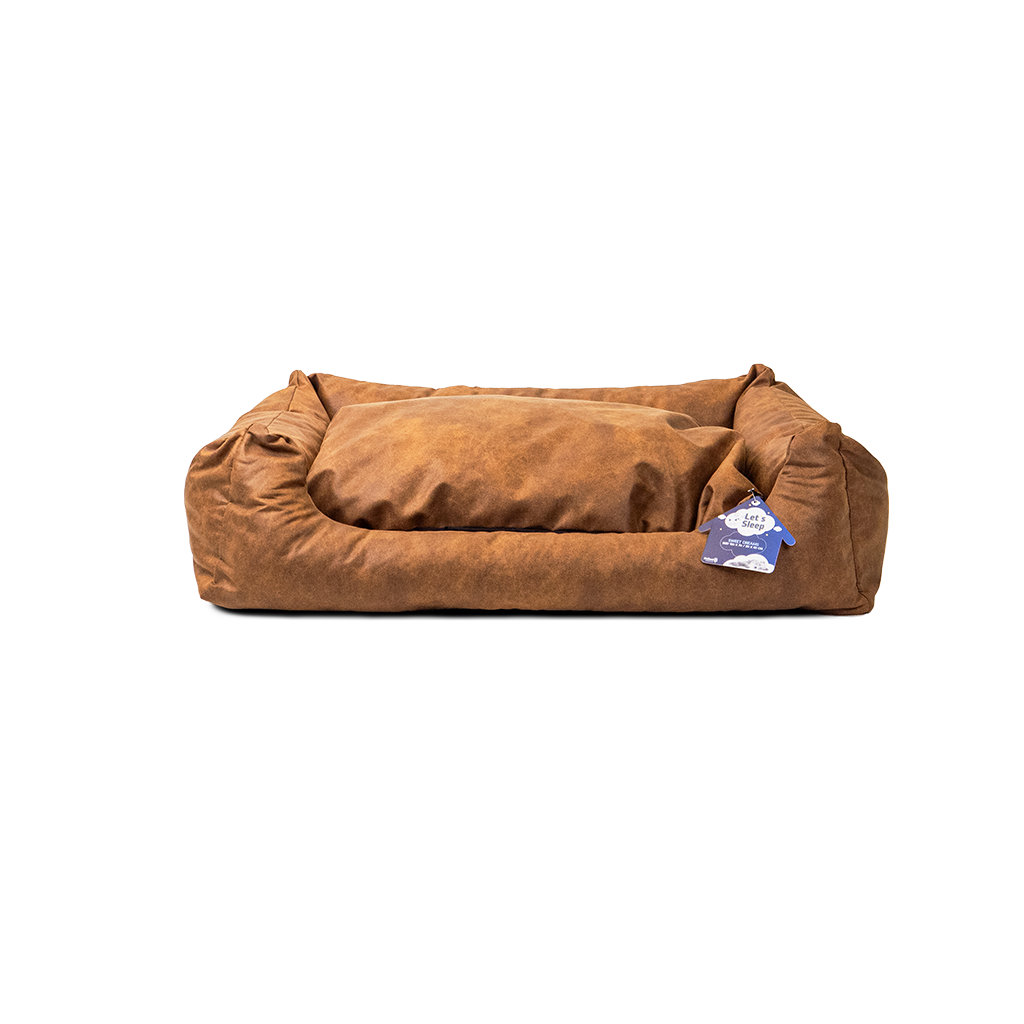 Let's Sleep Sweet Dreams Hondenmand Met Kussen XL Cognac - afbeelding 1