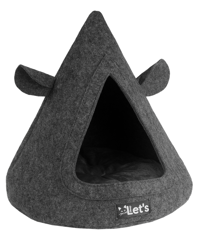 Let's Sleep Pet Cave TeePee Antraciet - Slaapplaats voor uw kat - afbeelding 1