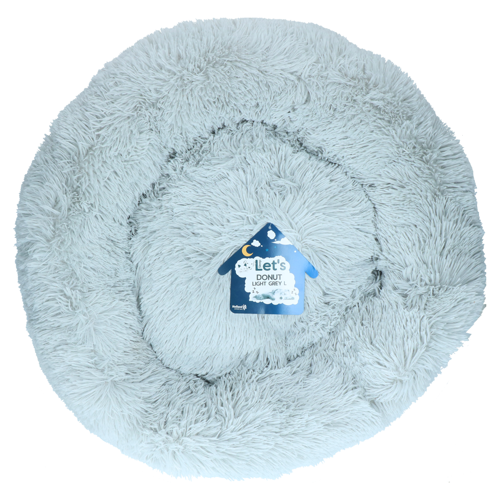 Let's Sleep Donut Lichtgrijs L - Zachte donutmand voor honden en katten - afbeelding 1
