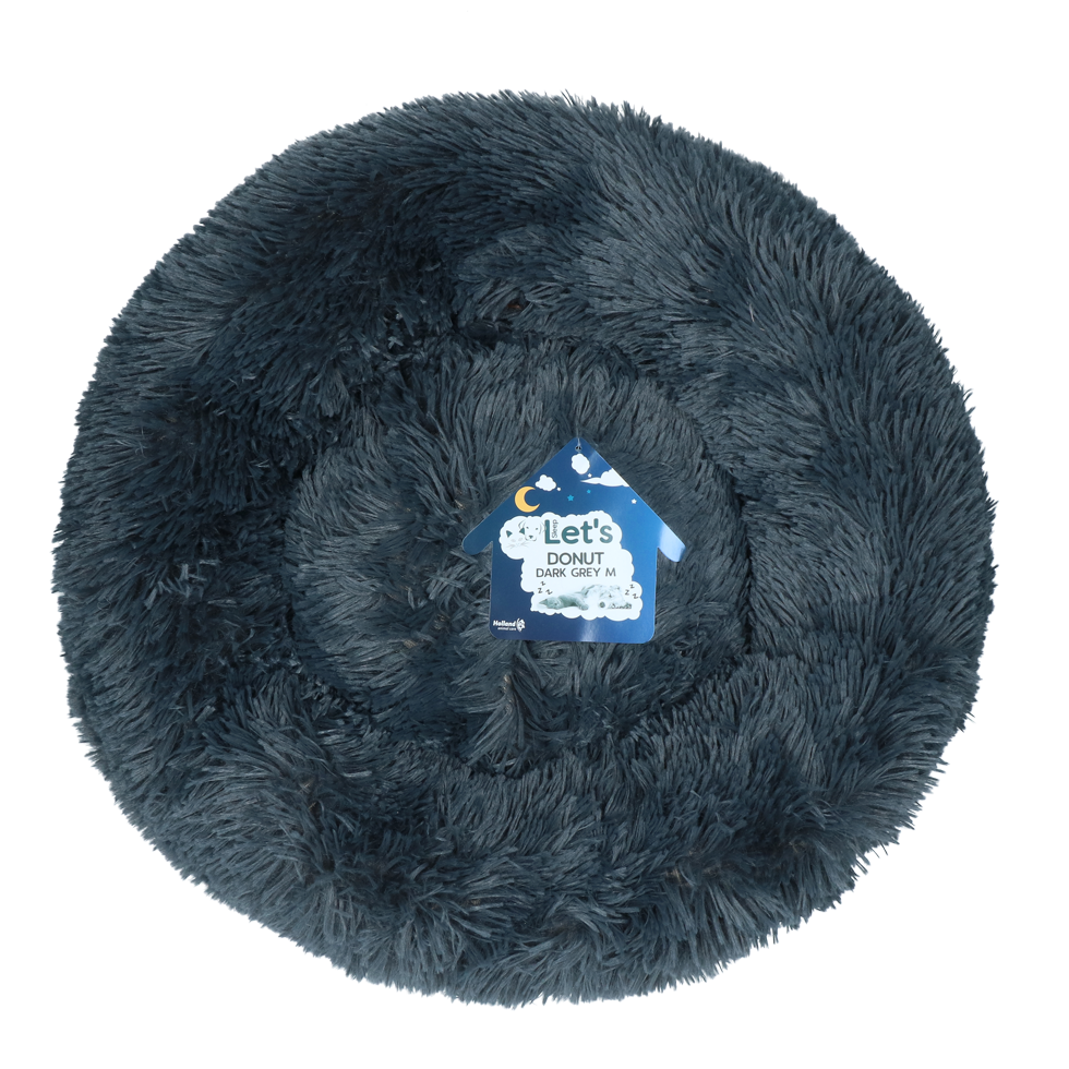 Let's Sleep Donut Donkergrijs M - Zachte donutmand voor honden en katten - afbeelding 1