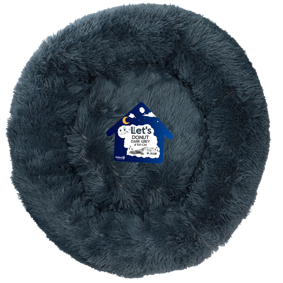Let's Sleep Donut Donkergrijs XXL - Zachte Donutmand voor Honden en Katten