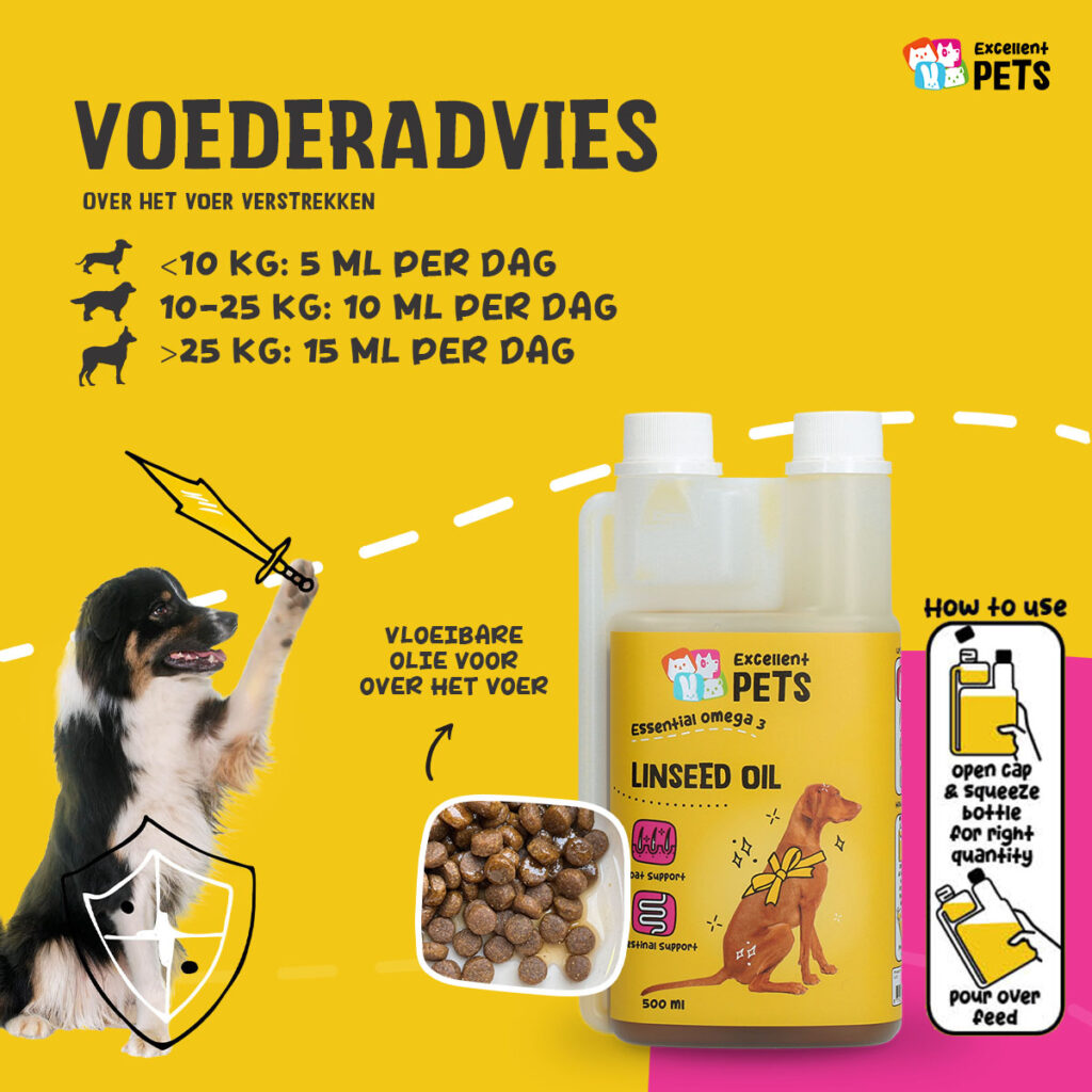 Excellent Pets Lijnzaadolie 500 ml - Supplement voor Honden - afbeelding 2