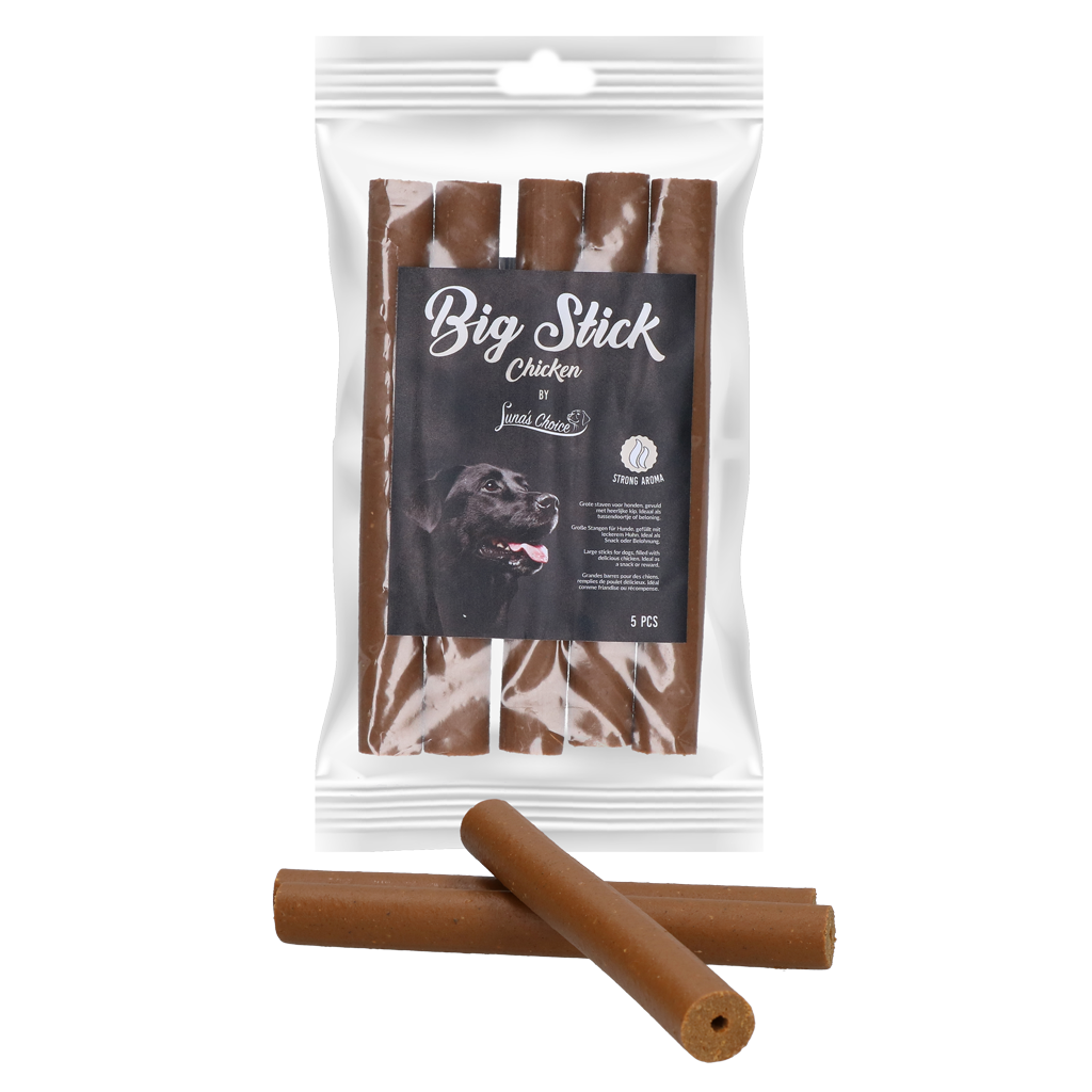 Luna's Choice Big Stick 5 st. Kip - Tussendoortje voor honden - afbeelding 1