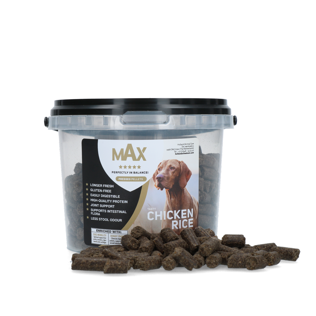 Max Adult Geperste Brokken Kip & Rijst 400 g - Volledig uitgebalanceerde voeding voor honden - afbeelding 1
